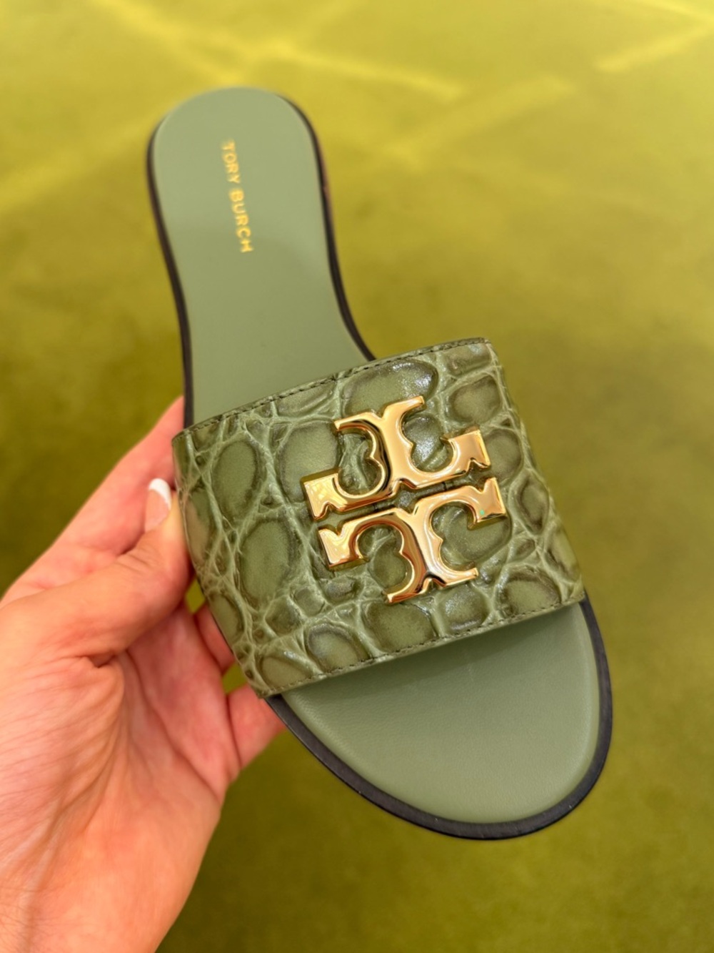 Tory Burch Everly Slide Sandals, Soft Ivy $325